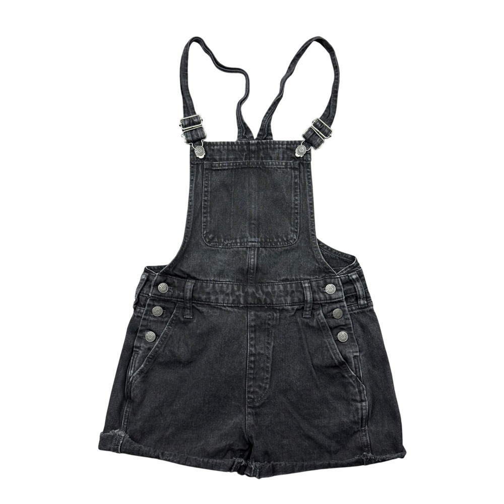 Madewell Womens XS Black Denim Shorts Overalls Cotton Dungarees Romper